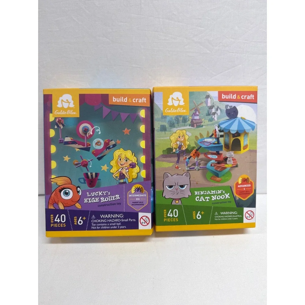 GoldieBlox Build & Craft Lucky's High Roller & Benjamin's Cat Nook STEM Toy Set